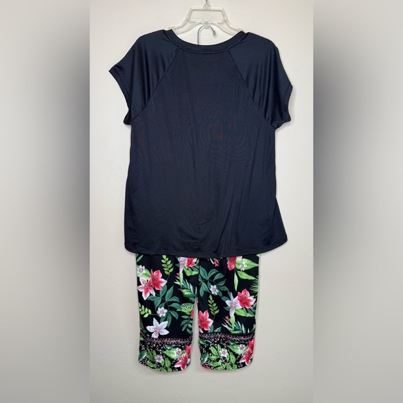 Cuddl Duds Tropical Pajama Set T Shirt Capri Pants Size Medium - Picture 2 of 10